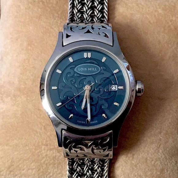 LOIS HILL Watch Blue Face Sterling Silver Band HTF - Picture 11 of 11